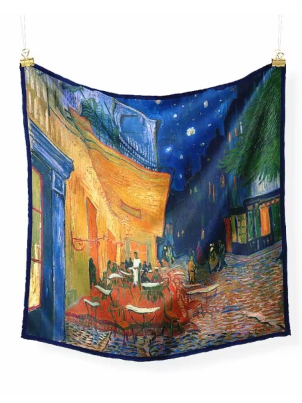 Van Gogh Cafe Terrace at Night Silk Feel Square Scarf Art 20.75" NEW